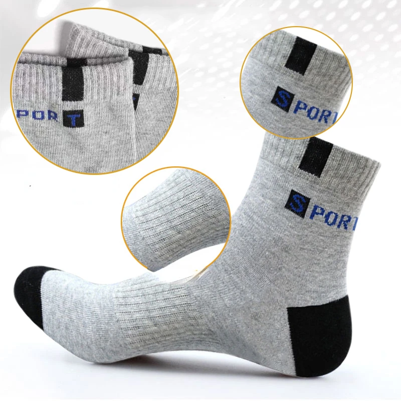 5pairs Men Cotton Mid-tube Socks Casual Breathable Sports Deodorant Sock Soft Sweat-absorbing Business Sox Male Plus Size 36-43