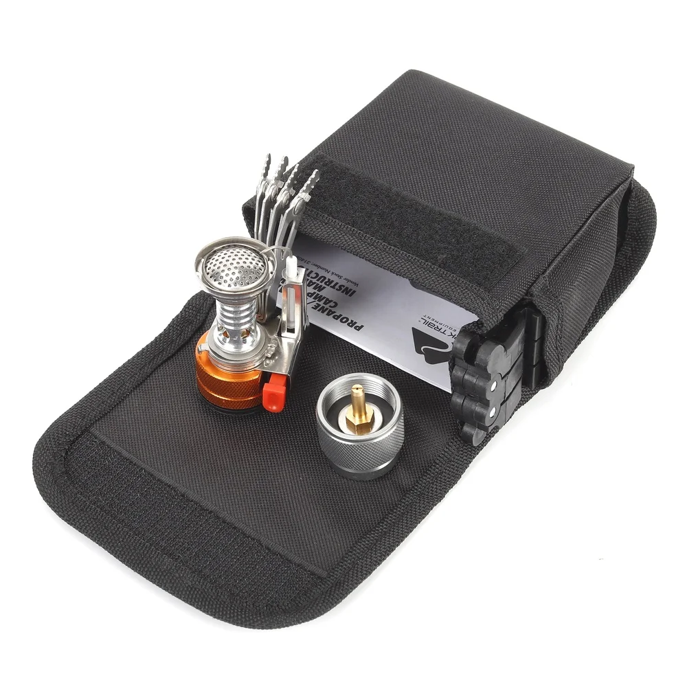 Portable Camping Stove Adapter Stand Set All-in-One Kit Propane Fuel Adjustable Heat Lightweight Compact Outdoor Cooking