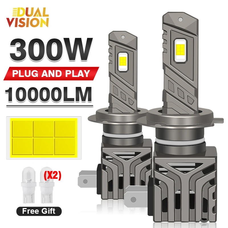 300W 10000LM H7 H11 LED CANBUS Light Mini Head Lamp Size Wireless Turbo 9005 H8 9006 Car LED Headlight Bulb with Fan 6000K 12V