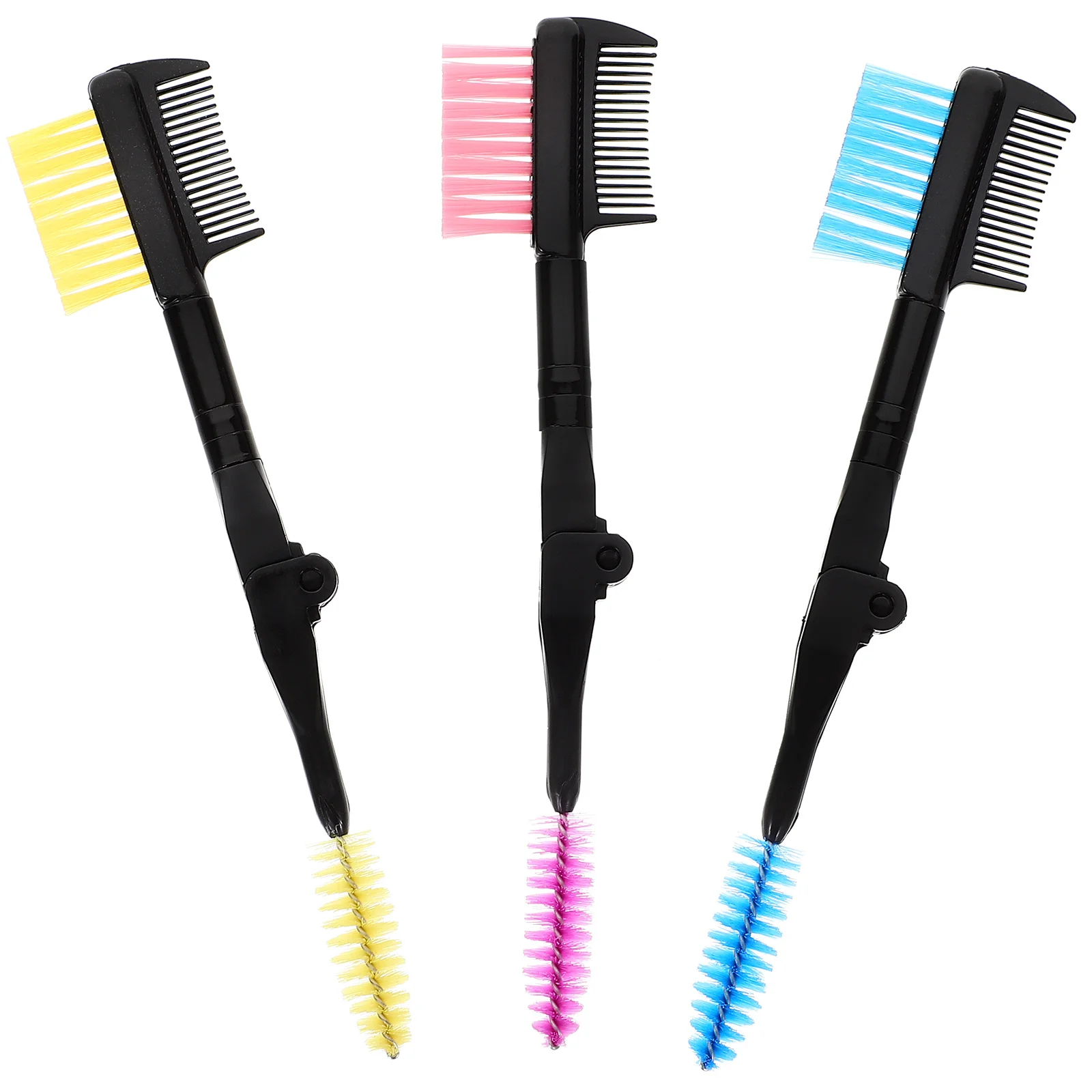 Peine para cejas plegable, rizador de pestañas de doble cabeza, herramienta de cuidado de cejas duradera portátil, cepillo de moda para mujeres y niñas, 3 uds.