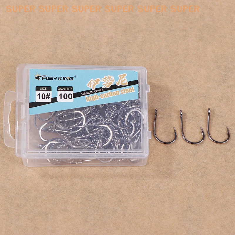 Fishing Hooks Carbon Steel Strong Sharp Silver Circle Fishhook 1#-10# Jig Barbed Pesca Portable Lure Bait Tackle 100Pcs/Box