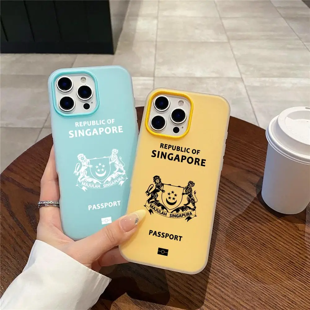 S-Singapore Passport Phone Case Jelly Dual-Layer Shockproof Phone Case for iPhone 17promax Soft TPU Inner PC Back