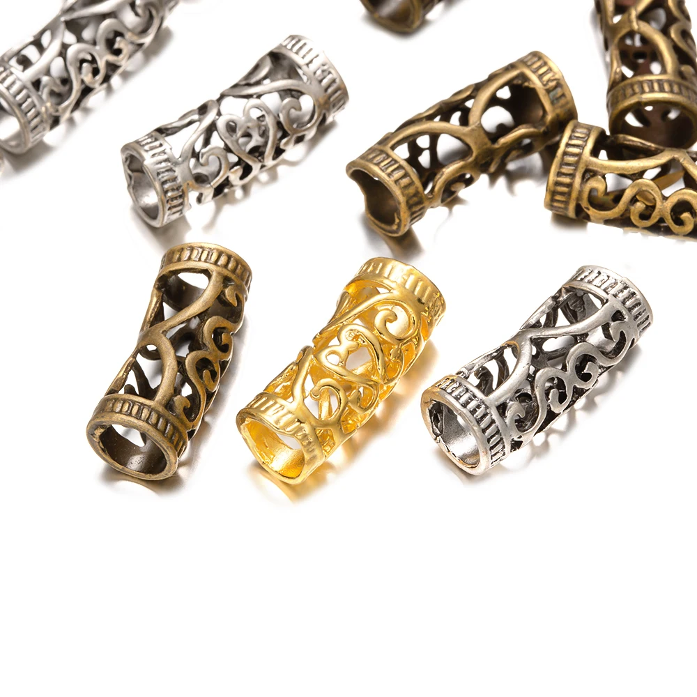 10pcs/Lot Metal Hollow Curved Tube Loose Spacer Beads for DIY Bracelets Necklaces Jewelry Making Decoration Accessories Crafts
