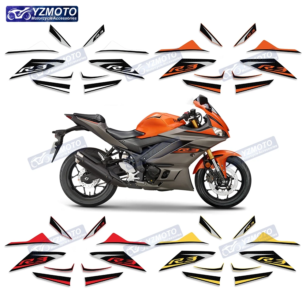 For YAMAHA YZF R3 YZF-R3 2019 2020 2021 2022 Motorcycle Accessories Sticker Full Vehicle Fairing Decal Reflective Stickers Kit