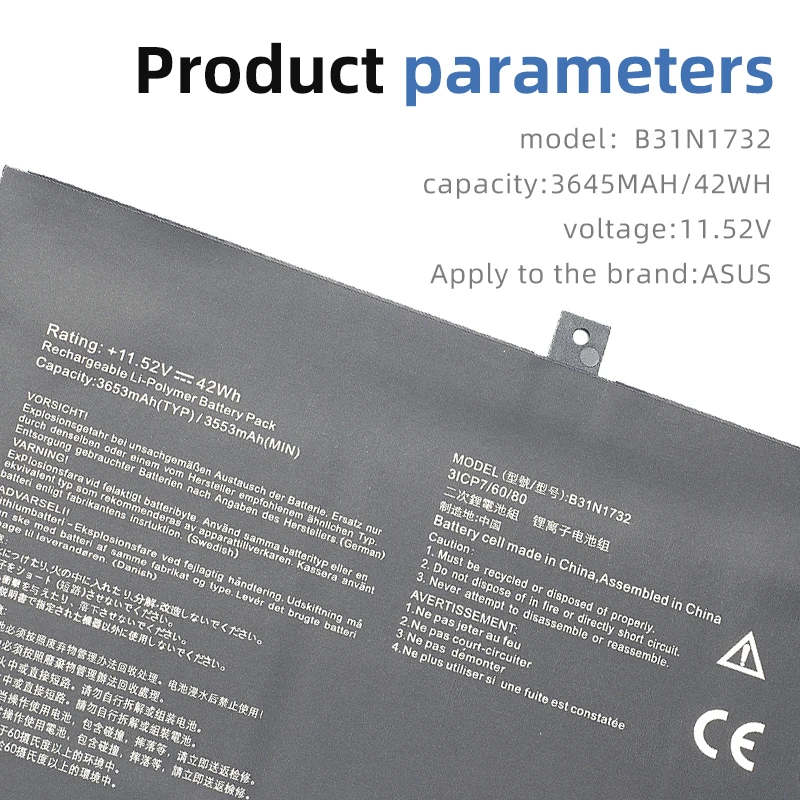 Imagem -05 - Suozhan B31n1732 Bateria do Portátil para Asus Vivobook X430ua X430uf X430un X430fa X430fn X571g X571lh X571gt 11.52v 42wh