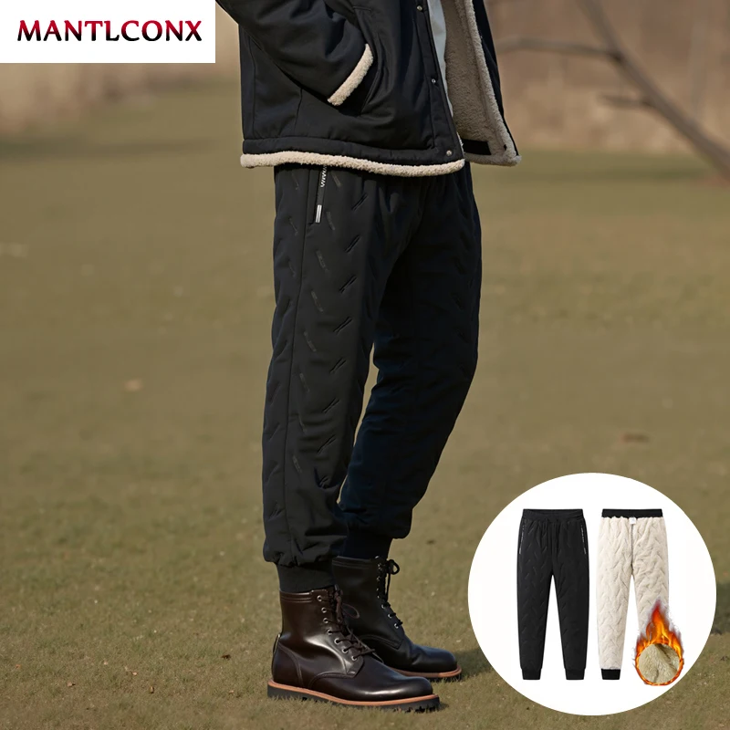 Modische, dicke Herrenhosen, Winterhosen für Männer, Jogginghosen, lässige, wärmeisolierte Hosen, schwarze und graue Herrenhosen, winddicht.