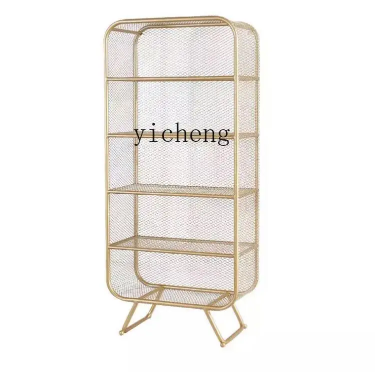 ZYA Light Luxury Minimalist Iron Art Bay Window Multi-layer Household Metal Bookshelf Floor Storage Rack
