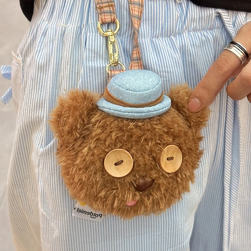 

Minions Cute Honey Pot Tim Bear Plush Stuffed Toy Bag Hanging Pendant Coin Purse Mini Earphone Storage Bag