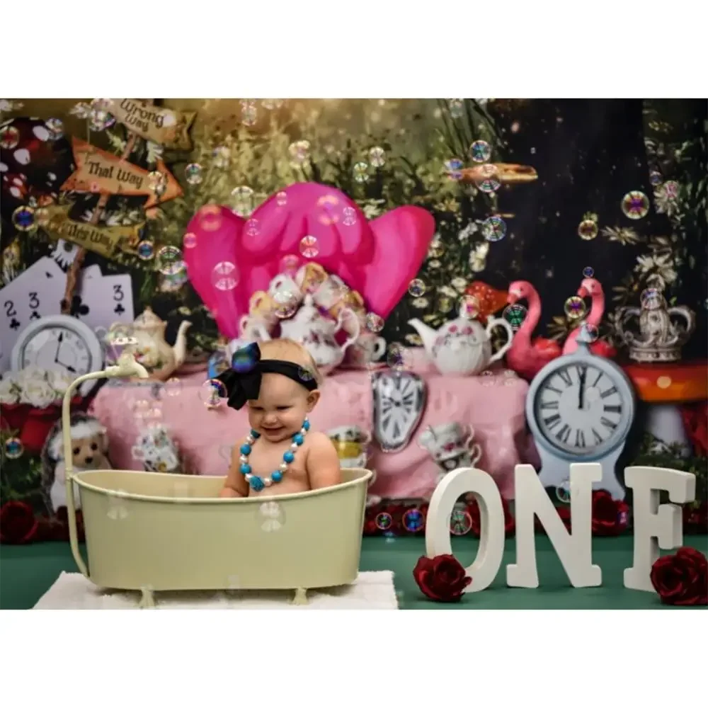 Magic Forest anak-anak latar belakang dongeng Anak baru lahir potret latar belakang fotografi kue ulang tahun pertama Smash dekorasi Studio foto