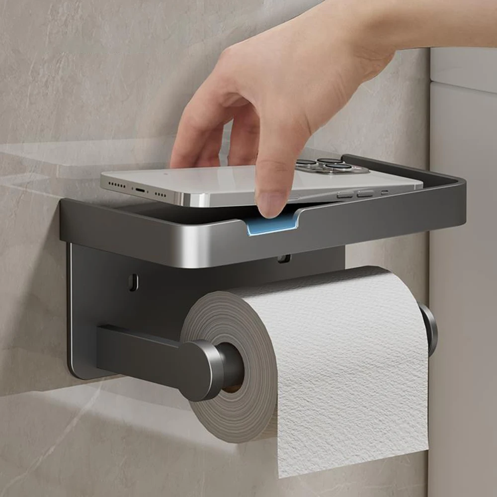 Toilet Paper Holder Wall-Mounted Aluminum Alloy Toilet Paper Holder Tissue Rack Bathroom Tissue Holder Bathroom Accessories