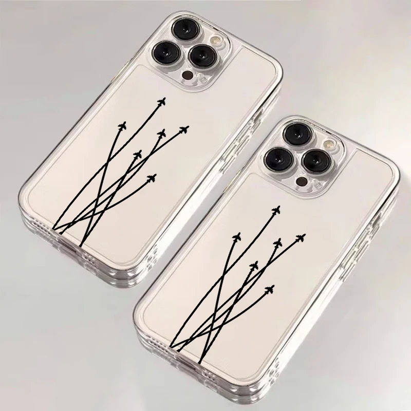 Linha avião capa clara caso de telefone para iphone 12 xs 16e xr 11 7 8 15 pro max 14 16 13 mini