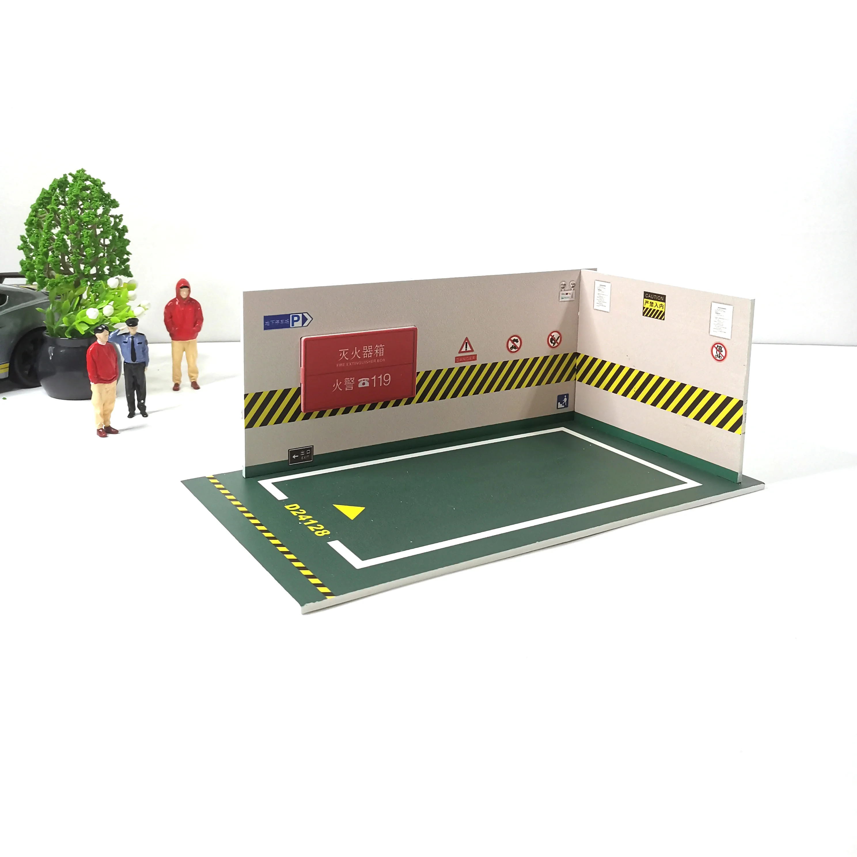 Diorama 1/24 Parking Lot With Light  for Alloy Car Models Toy  PVC Garage DIY Scene DieCast Car Model