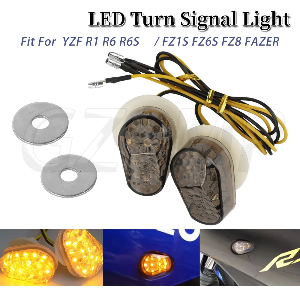 

Motorcycle Turn Signal Flush Mount LED Indicator Light Flashing Fit for Yamaha YZF R1 R6 R6S FZ1S FZ6S FZ8 FAZER