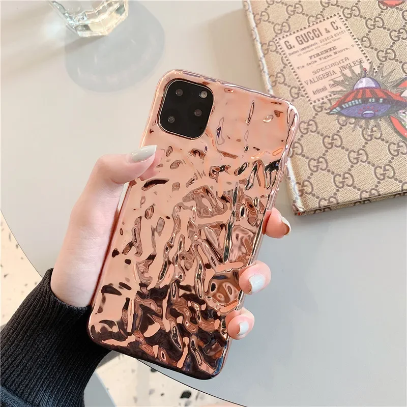 Retro silver Rose gold aluminium foil art Phone Case For iPhone 16 15 14 13 11 12 Pro Max 14 Plus Xr 15 16 Plus case Cute Cover