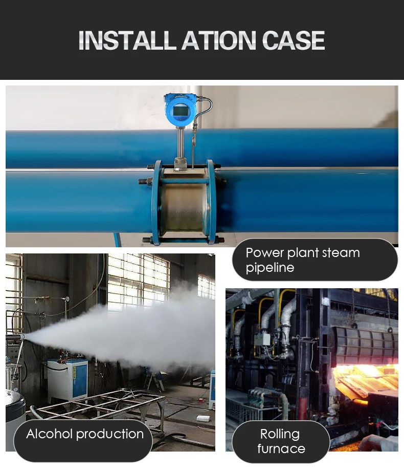 High Accuracy Output LPG Fuel Chlorine Natural Gas Flow Meter Air Compressor Steam Air Vortex Flowmeter Price