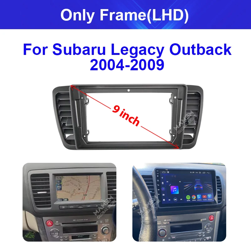 For Subaru Legacy Outback 2003 - 2014 9inch 2 Din Car stereo radio Android frame panel fascia cable video harness adapter player