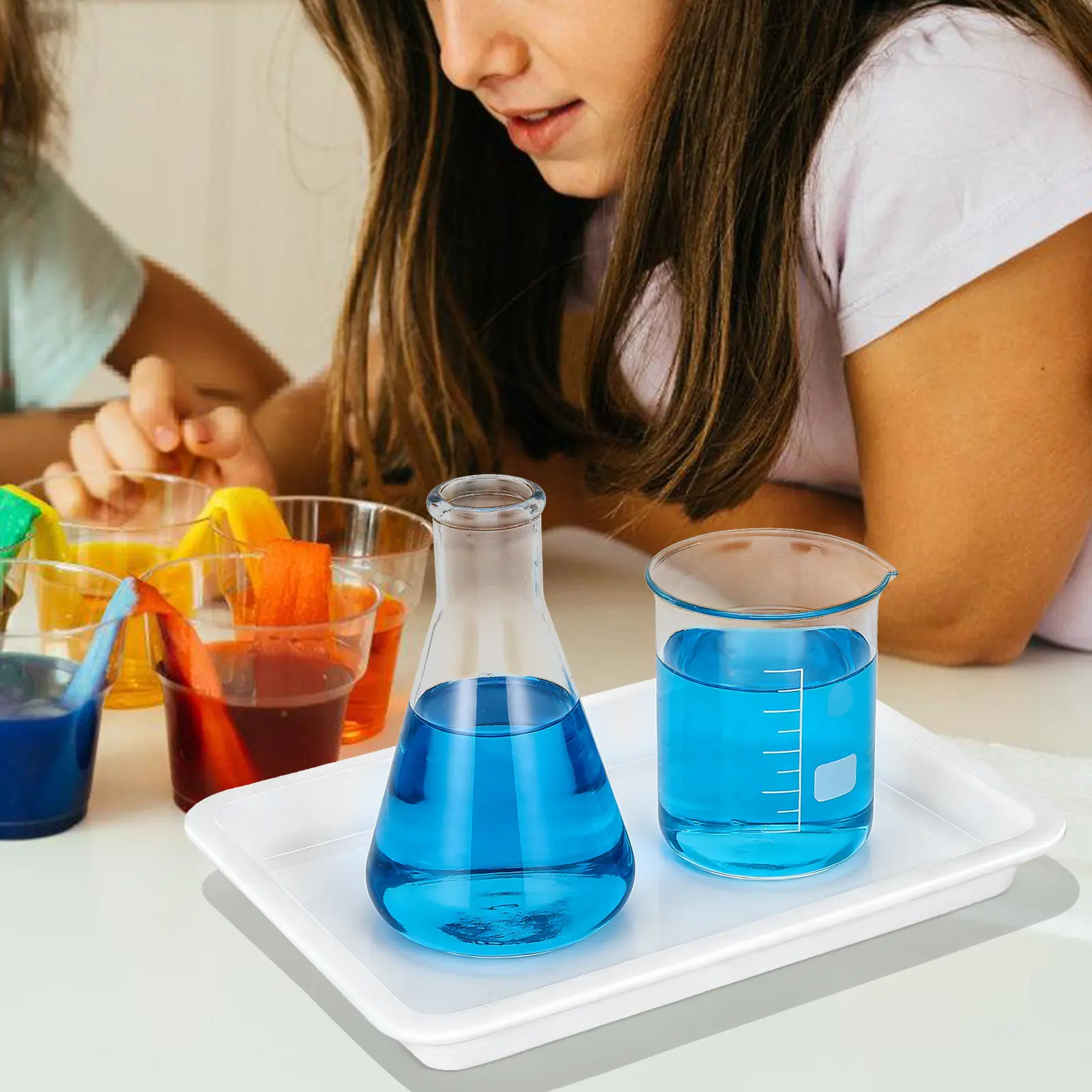 4Pcs Laboratory Trays Acid Alkali Resistant Plastic Spill Proof Containment Tray Safe Use for Chemical Experiments