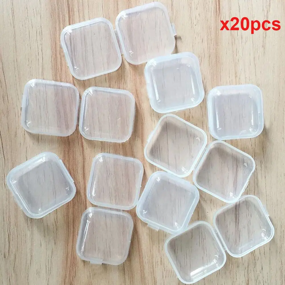 20Pcs New Clear Popular Mini Storage Box Casket Earplugs Container Plastic