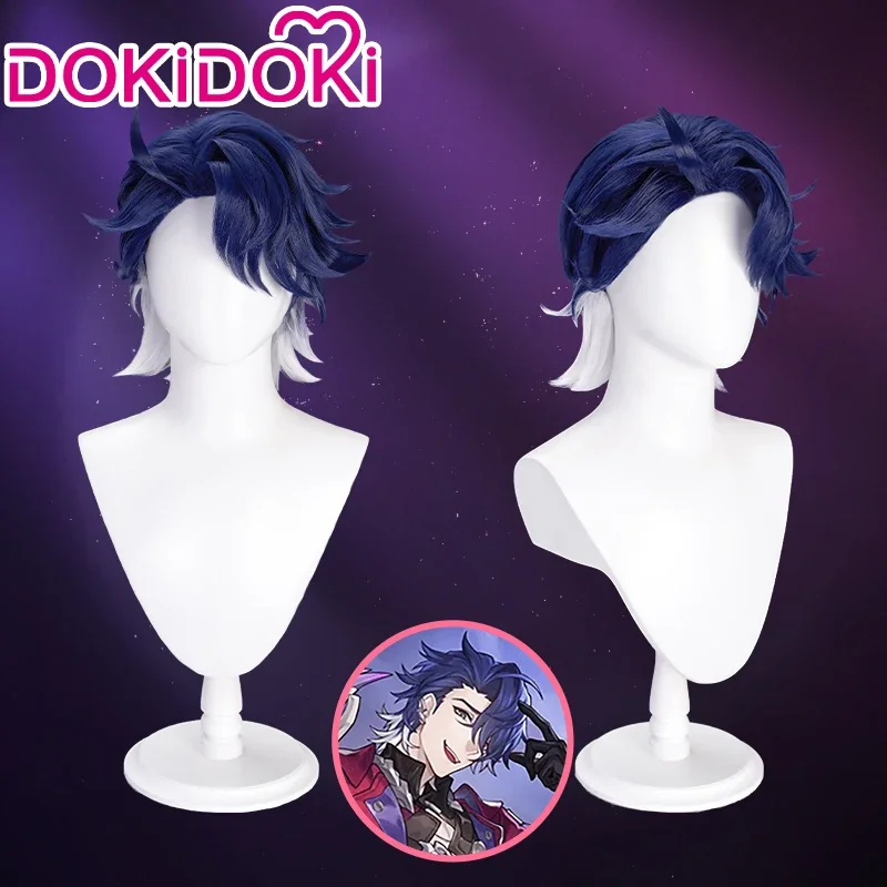 IN STOCK Sampo Wig Cosplay Game Honkai: Star Rail Cosplay DokiDoki Sampo Koski Wig Men Dark Blue Short Hair Honkai Free Wig Cap