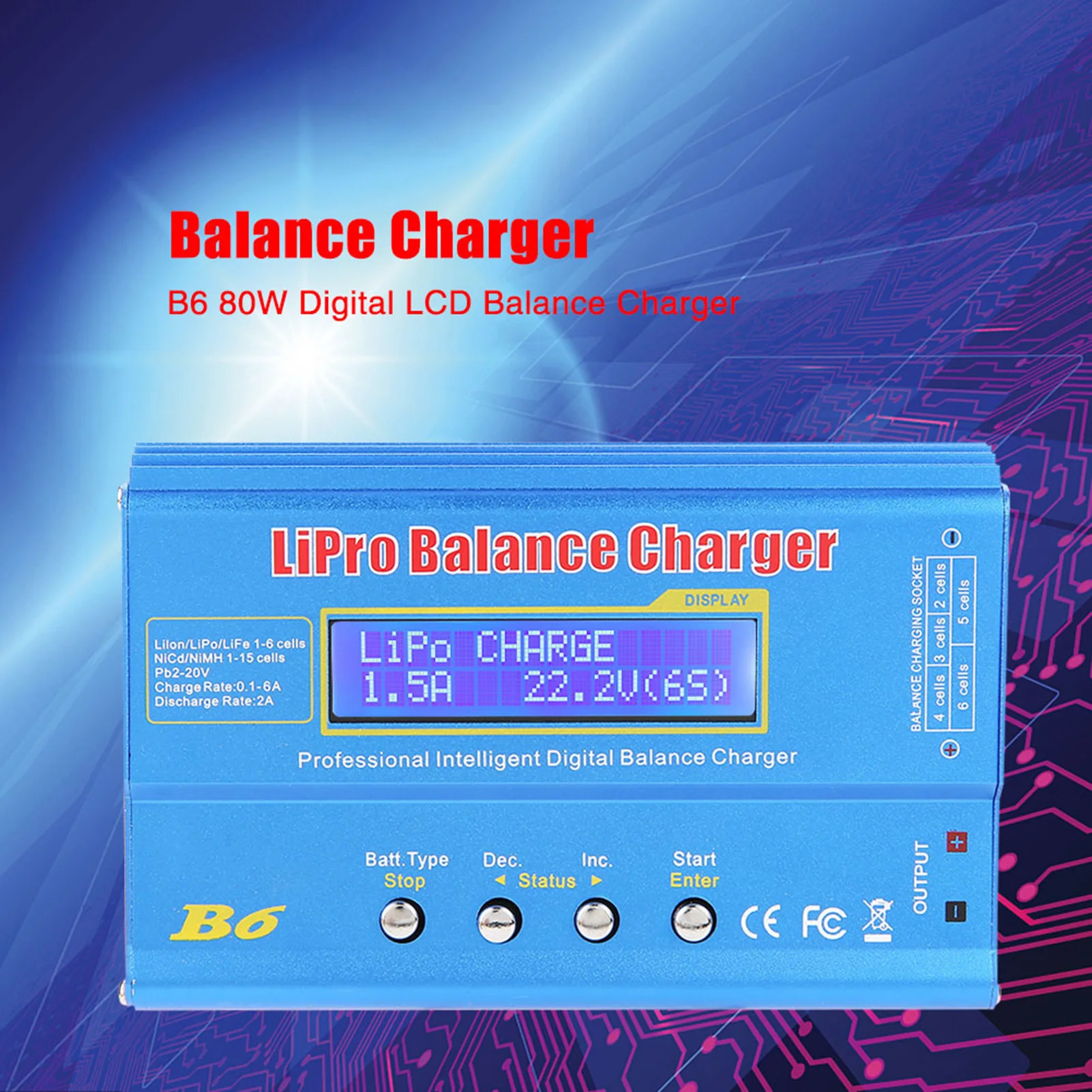 

B6 80W Digital LCD Balance Discharger for LLiPo NiMH RC Battery RC Battery RC Balance Balance