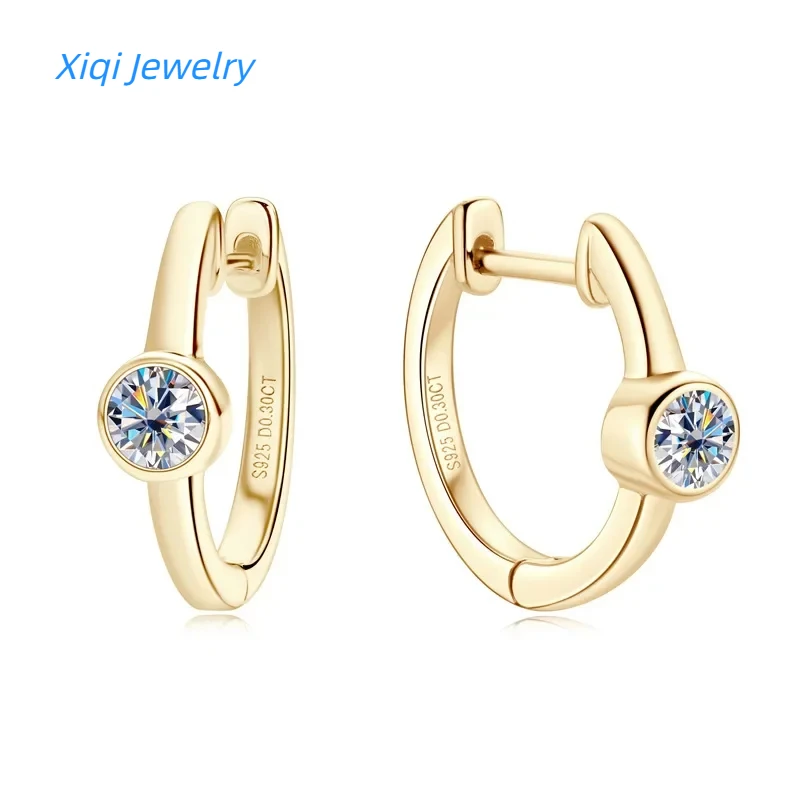 

Xiqi Jewelry 18k Gold, 0.3ct, 4mm Certified Moissanite Earrings for Women 100% S925 Silver Hoop Earrings Perfect for Weddi