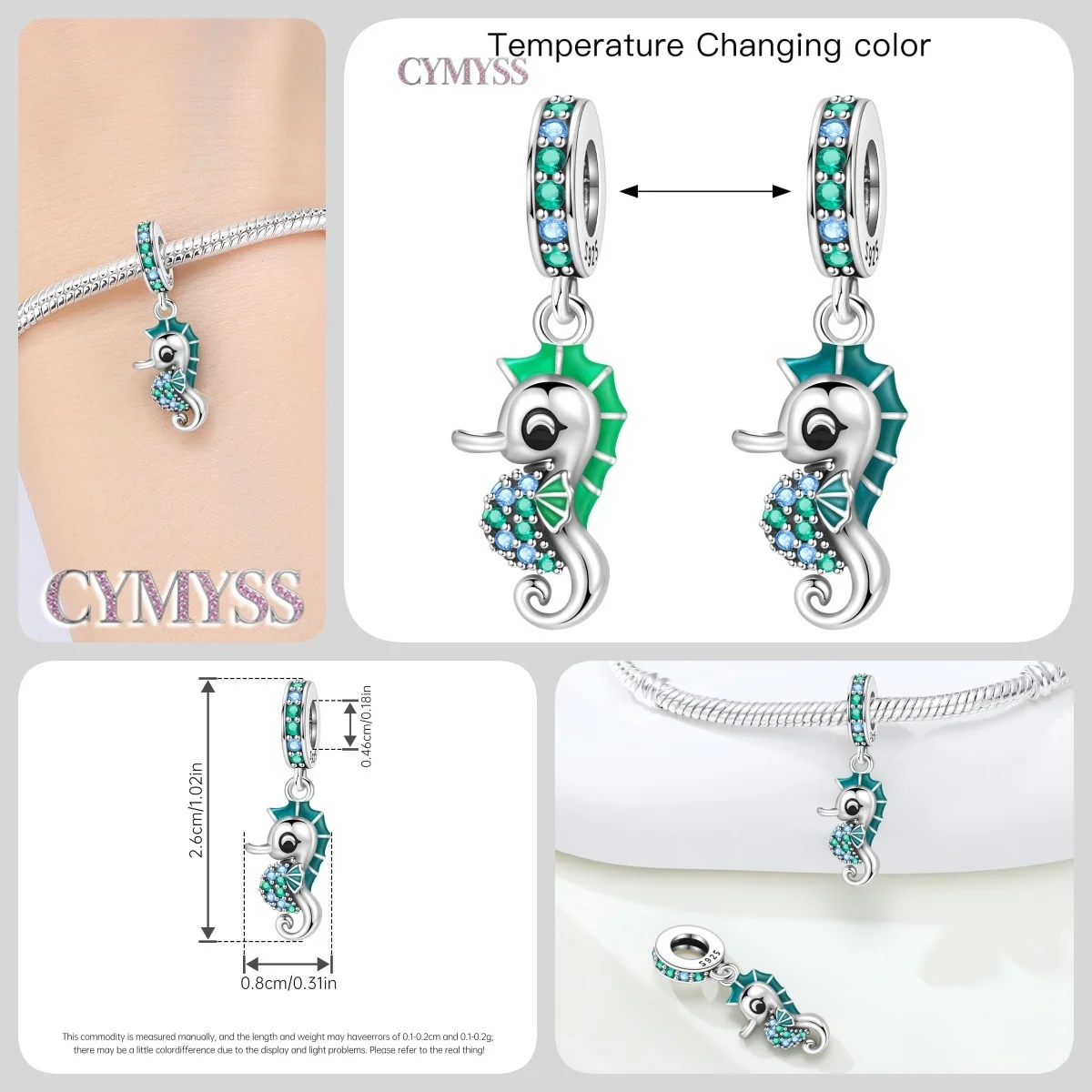Blauer Charm, 925er Sterlingsilber, Ozeanperlen, Betta-Fisch-Anhänger, Geburtstagsfeier, Geschenk für Frauen, Armband, Halskette, DIY-Perlen, Schmuck – Detail 31