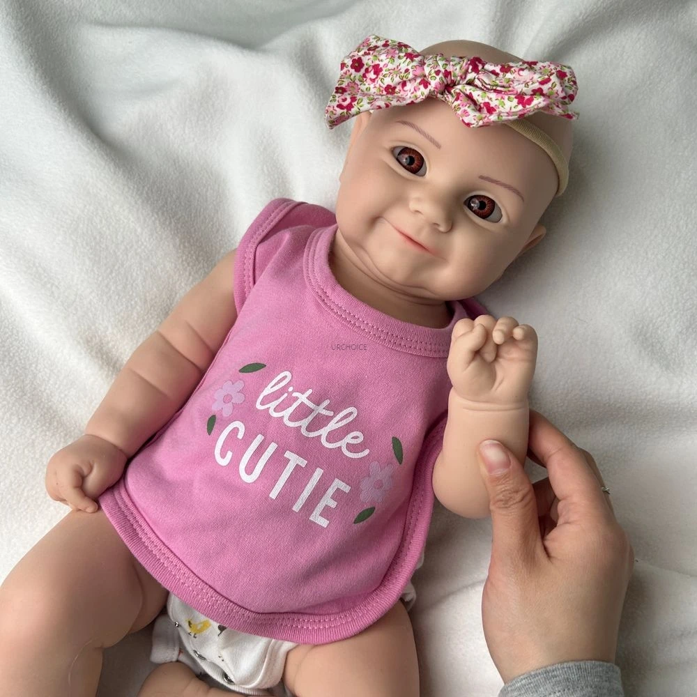 Chubby 20Inch Realistic Full Soild Silicone Reborn Baby Girl Lifelike Details 3D Skin Waterproof Doll For Artist Collector Toy
