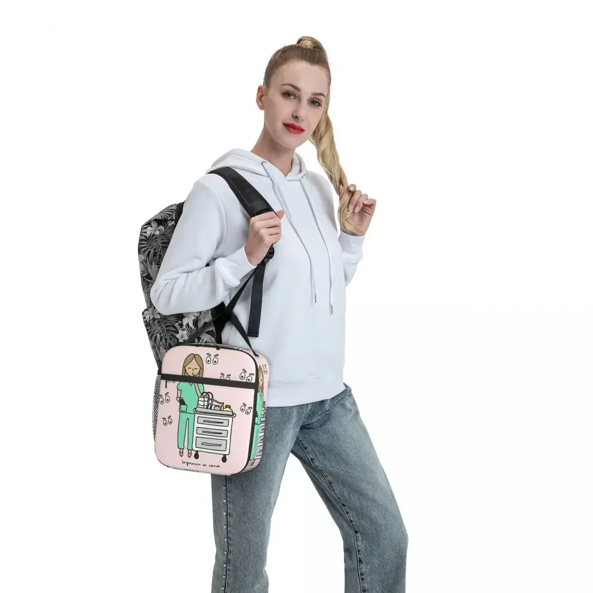 Enfermera En Apuros Portable Lunch Box Women Waterproof Doctor Nurse Thermal Cooler Food Insulated Lunch Bag Children Student