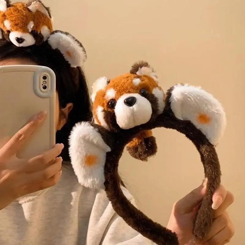 

270D Plush Raccoon Hairhoop for Adult Teens Theme Party Raccoon Headwear Women Face Washing Hairband Kids Birthday Gifts