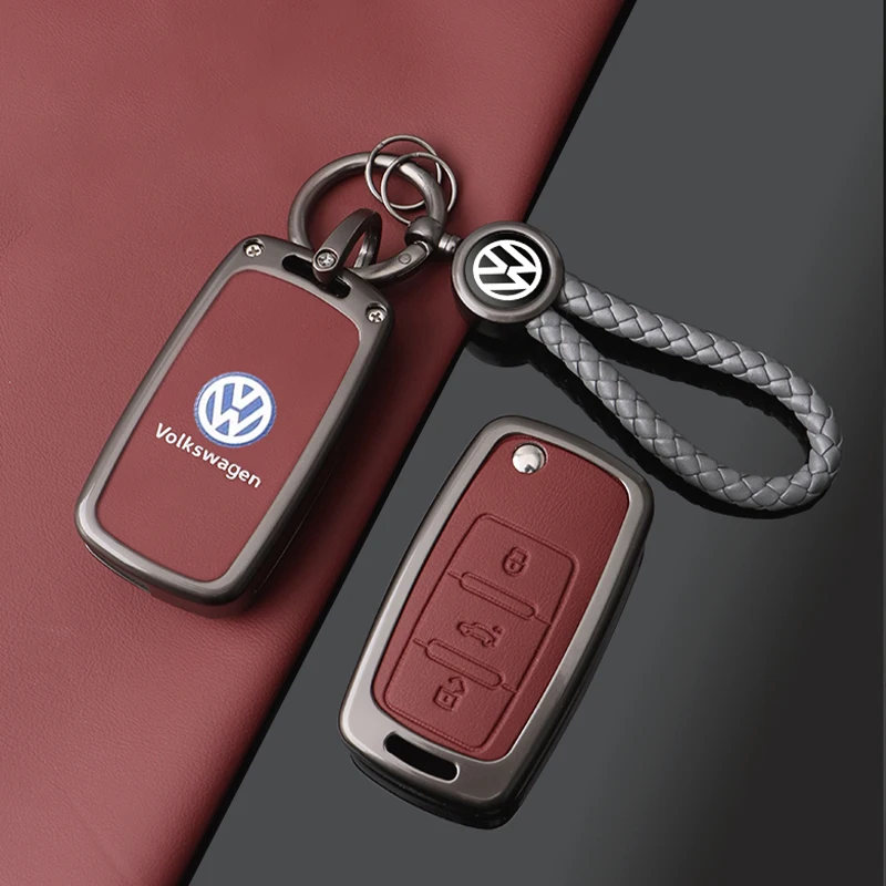 Fashion Zinc Alloy Leather Car Key Case Cover Shell for VW Volkswagen Polo Tiguan Passat B5 B6 B7 Golf 4 5 6 MK6 Jetta Lavida