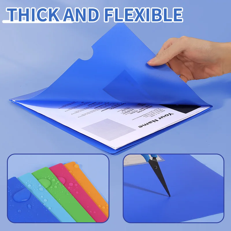 Huajie 10 عبوات من غطاء حماية سميك على شكل حرف L مكون من صفحتين من مادة Pp مقاومة للاهتراء ومتينة من ملف تقرير A4 مناسبة لاجتماعات المكتب والكلام وعقد المشروع التجاري