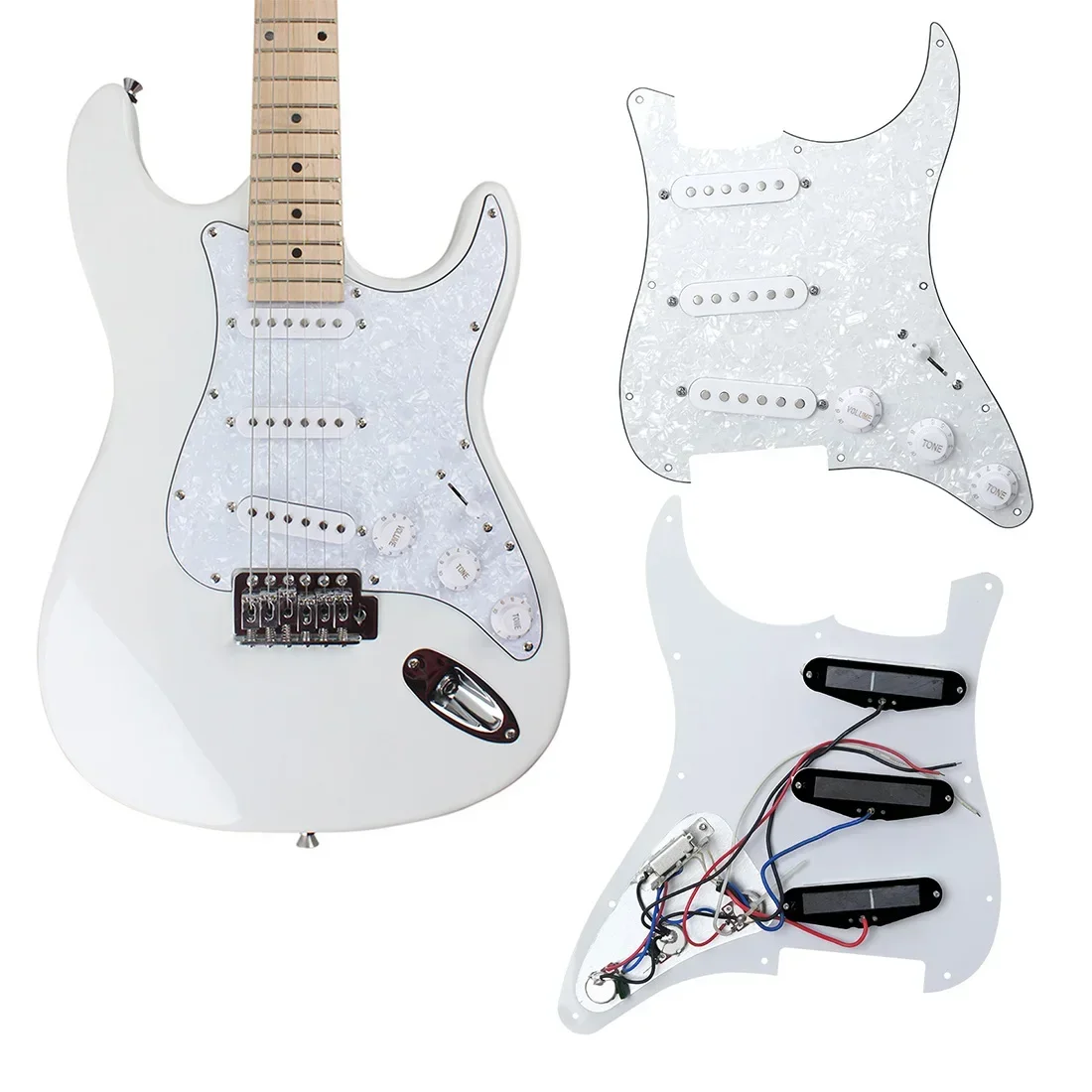 2Pcs ST Electric Guitar Guard Three Single Pickup Panel White Black 6 Hole Single Coil Pickups Pickguard Guitar Accessories