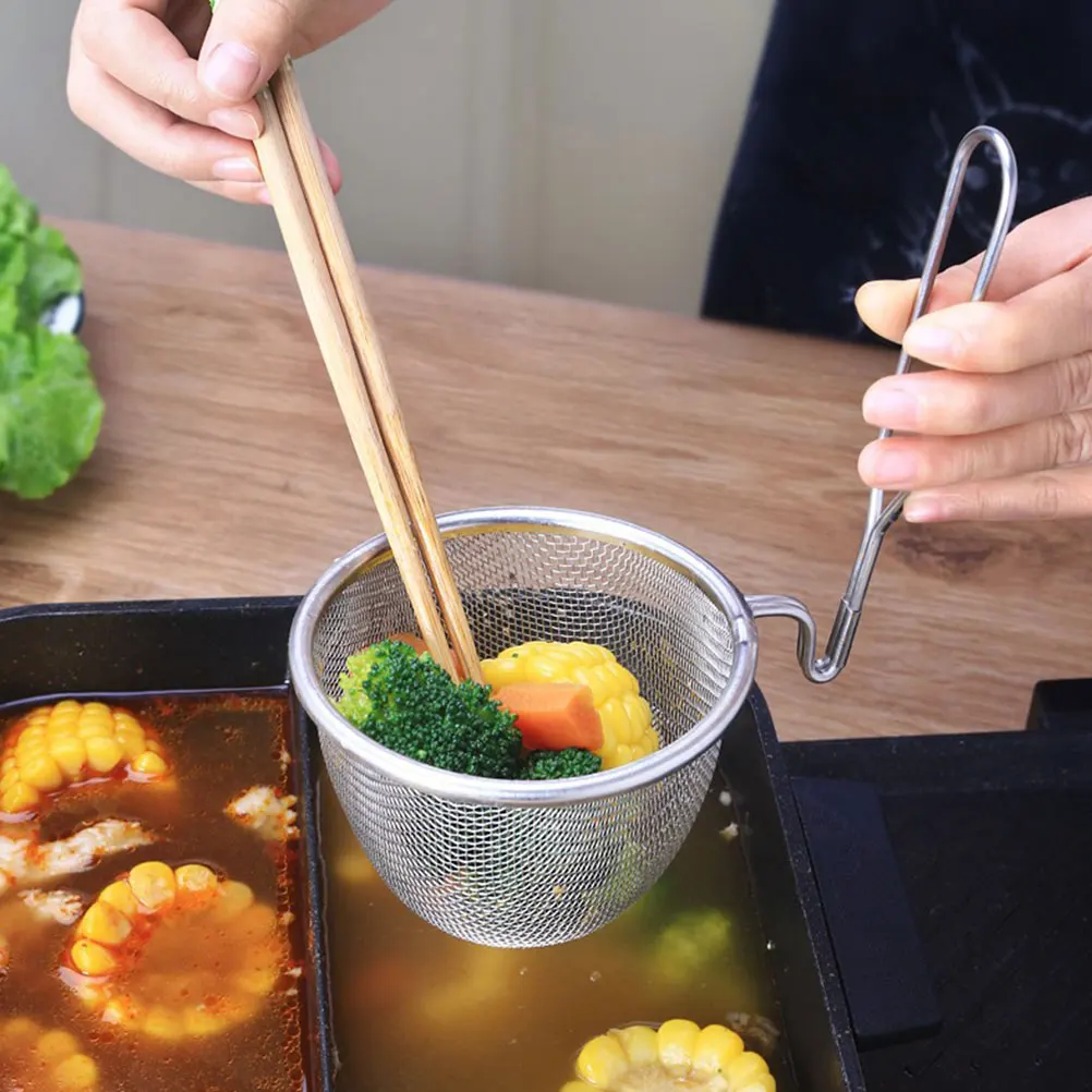 

1pc Stainless Steel Filter Spoon Heavy Duty Mesh Colander For Fried Food Noodles Strainer Hot Pot Drain Tool Kitchen Utensil