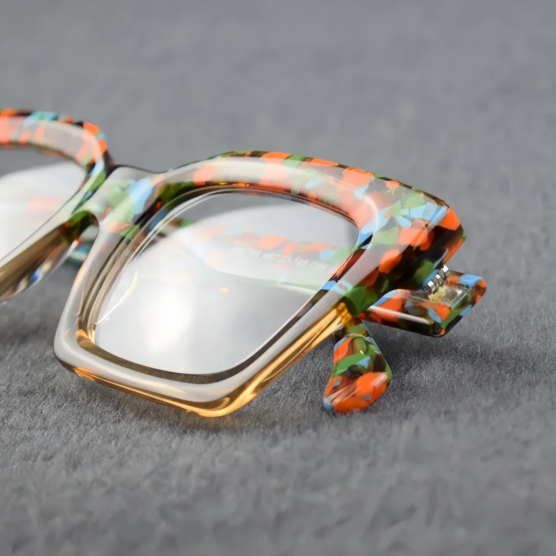 KUXA 남녀 공용 광학 처방 안경 근시 원시 누진 렌즈 안경 레트로 아세테이트 데일리 프레임