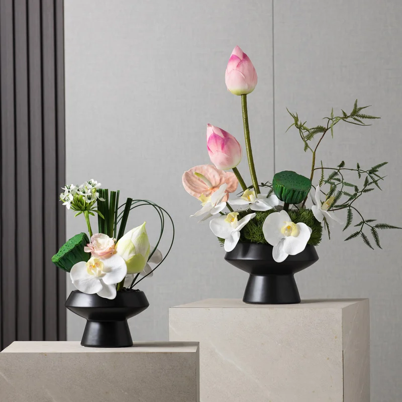 

Lotus ornament simulation flower false lotus round table home Chinese zen floral decoration living room hotel restaurant floral
