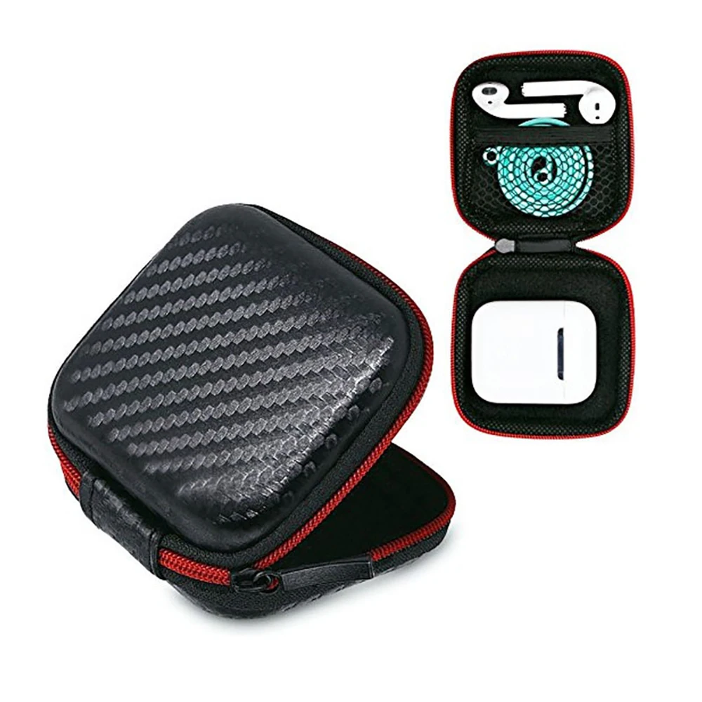 

Portable Headphone Bag Mini Zipper Square Hard Storage Box Headset Case For SD TF Cards Aseismic Moisture Proof Earphone Bag