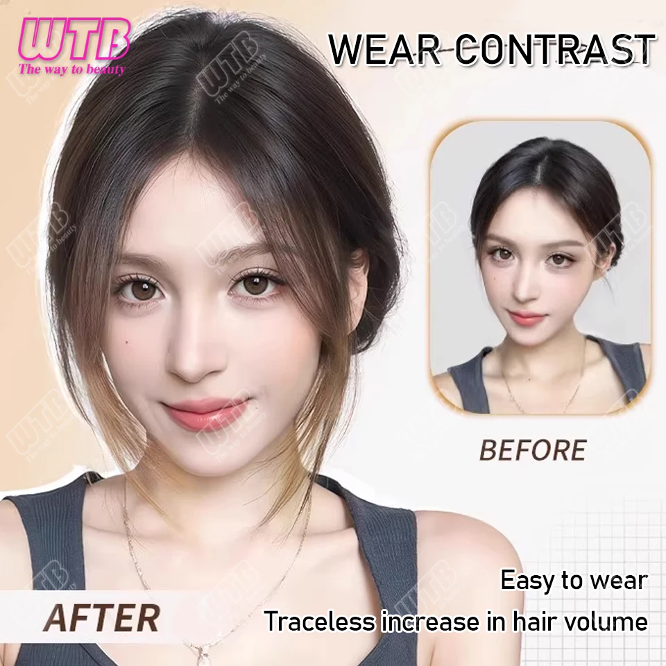 Synthetic Topper Wig Bangs Wig Piece Female Head Gradient Bangs Wig is Suitable for Daily Parties