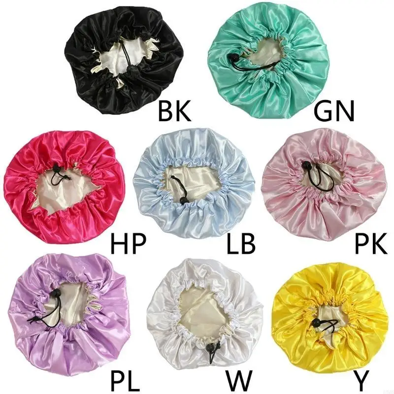 قبعة نوم حريرية للأطفال برباط قابل للتعديل بطبقة مزدوجة من الساتان للأطفال الصغار 49 ميجابايت