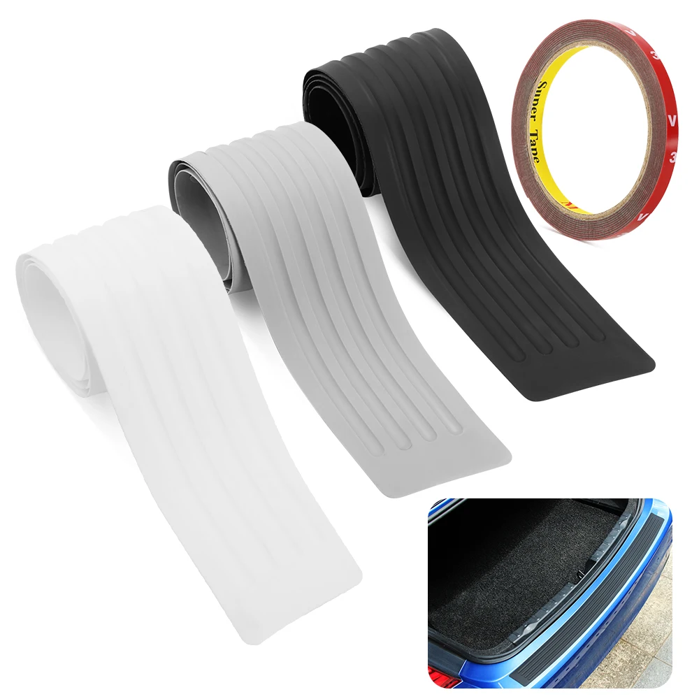 Universal 104*9cm 90*8cm Car Trunk Door Sill Plate Protector Rear Bumper Guard Rubber Mouldings Pad Trim Cover Strip Car Styling