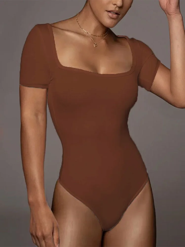 

Mujer 2024 Black Short Sleeve Bodysuit Stretchy Bodysuit Top Sexy Women Club Party Body Slim Rompers Bodycon Tops Jumper