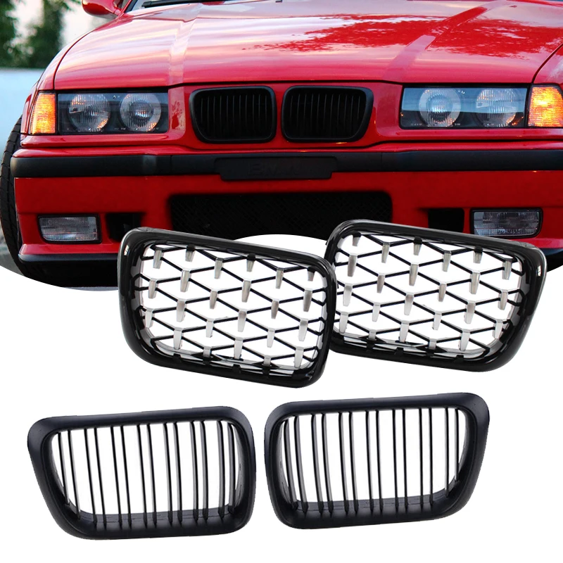

Gloss Black M3 Look Honeycomb Front Kidney Grill, Racing Air Intake Bumper Grille For BMW E36 3-Series 318i 323i 328i 1997-1999