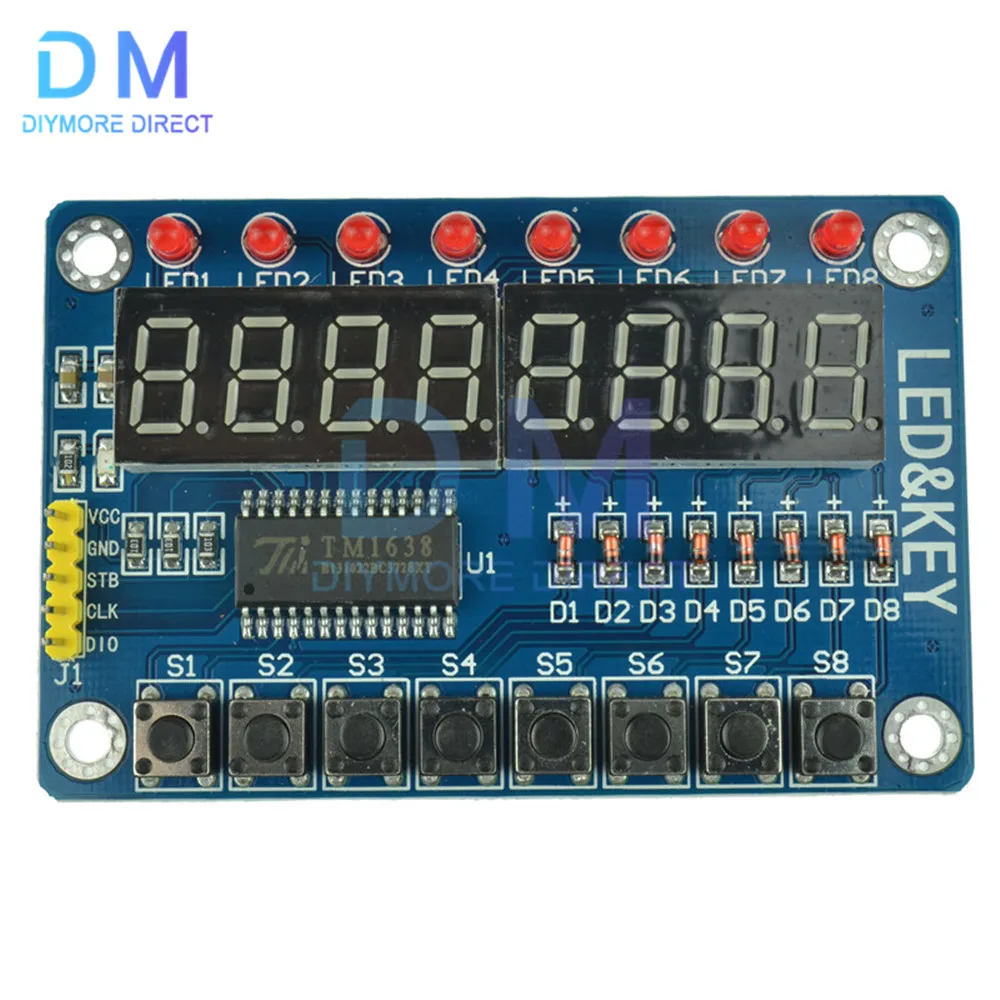 TM1638 8 Bit Digital LED Display Module Clock RED Anode Tube Serial Driver