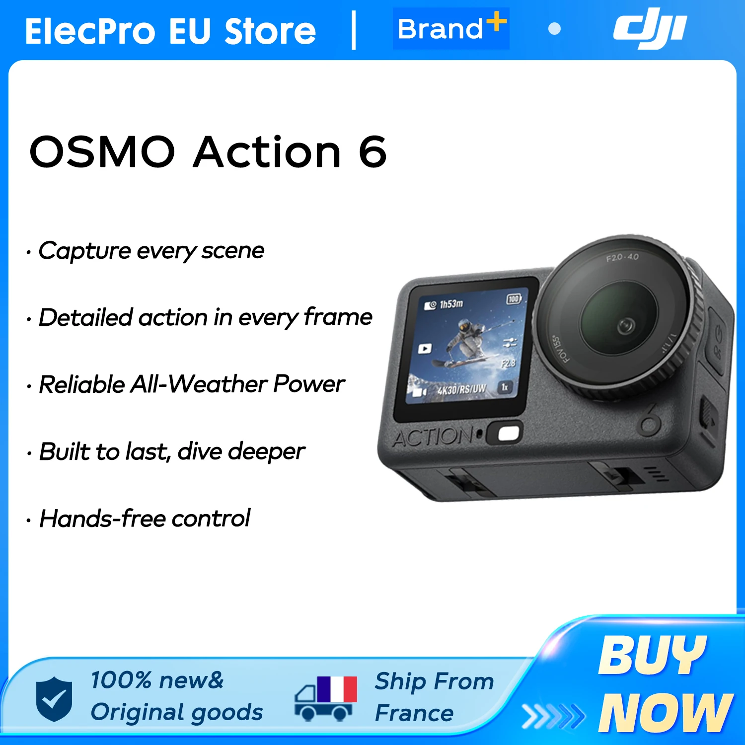 【LOCAL+】DJI Osmo Action 6 Action-Kamera mit Variabler Blende, Neuer 1/1,1-Zoll Quadratischer Sensor, Neue 4K Freie Bildbearbeitung Osmo Action 6 Kamera