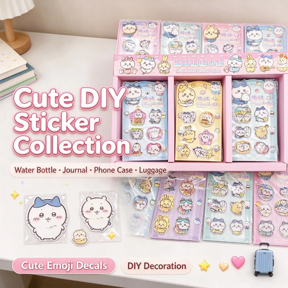 Cute Cartoon 3D Glitter Water Shake Decals, Fun DIY Decor Stickers for Journals, Water Bottles, Luggage & Phone Cases