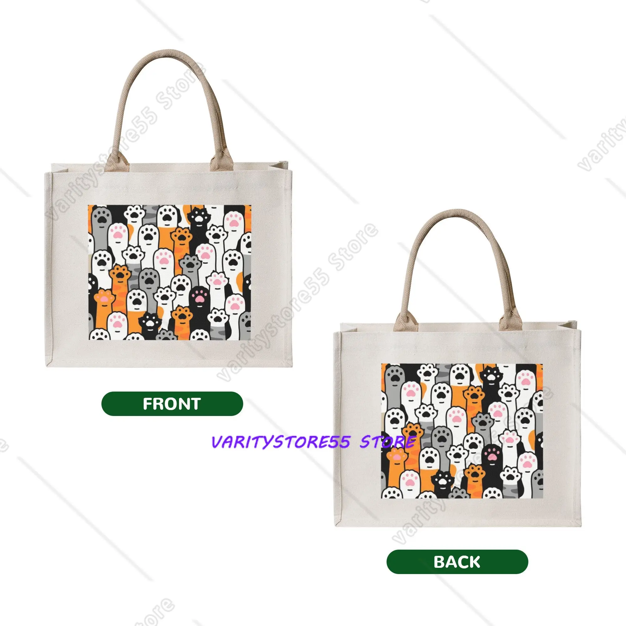 Fashion Print Funny Colourful Creative Cat Printed  Tote Shopping Bag Portable Shoulder Shopper  Handbag