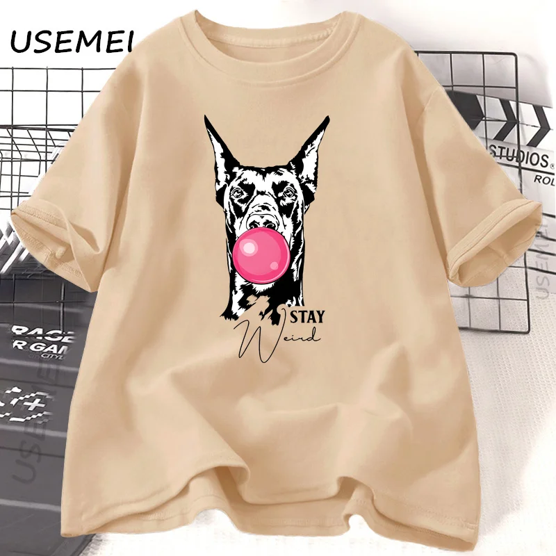 Doberman T Shirt Funny Dog Mom Print T-Shirt Casual Breathable Soft Short Sleeve Tops Loose Comfortable Street Clothes