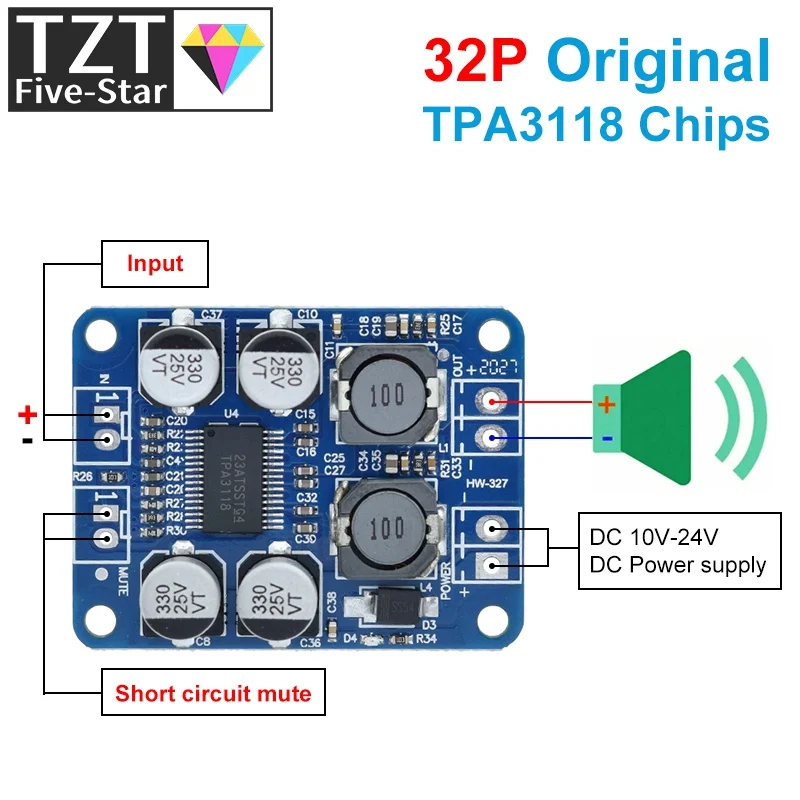 TZT DC 12В-24В TPA3118 60 Вт моно цифровой аудио усилитель мощности плата Amp модуль