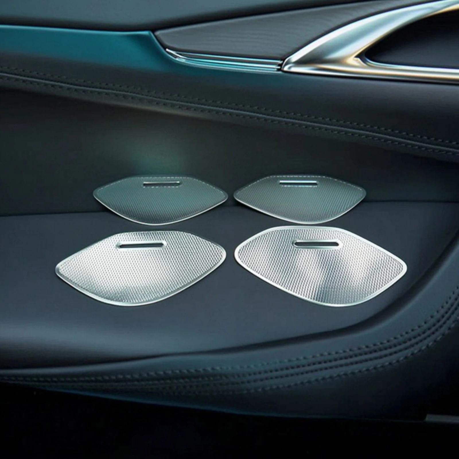 4 Pieces Speaker Grille Trim Covers Slimline Door Speaker Trim with Mesh Car Part Sleek Stylish