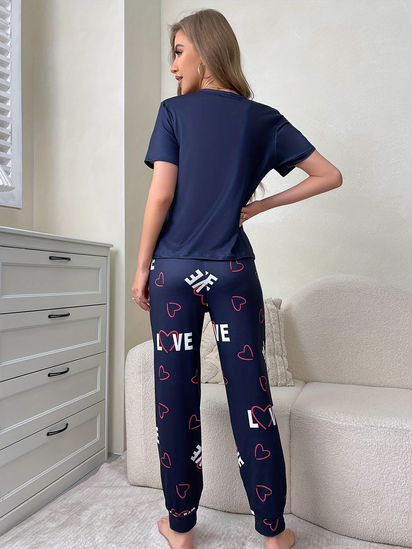 Women\'s new style comfortable pajamas trousers short-sleeved two-piece casual home wear