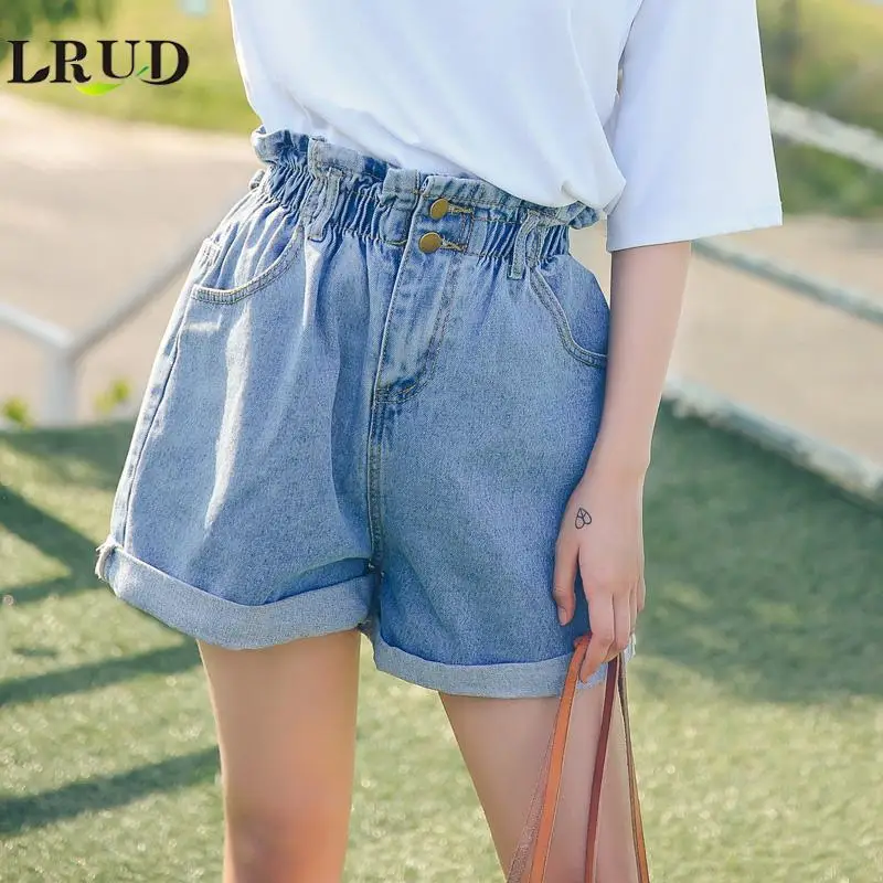 

Korean Dongdaemun Women's Elastic Waist Denim Shorts, New Summer High-Waisted Slimming Versatile Hot Pants for Students